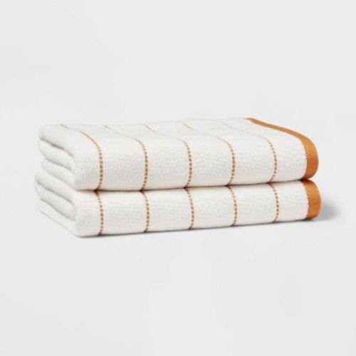 1pc Modern Pinstriped Hand Towel White/Yellow - Threshold™