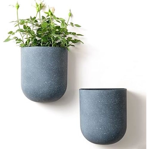 LA JOLIE MUSE Wall Hanging Planters for Indoor Plants,Hanging Flower Pots for Air Plants Succulent, Set of 2, 6 Inch, Weathered Gray