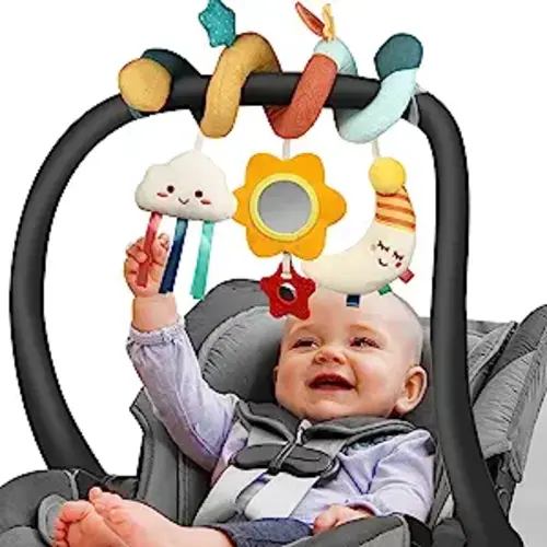 MONSTIME Car Seat Toys Newborn Toys, Stroller Toys Baby Toys 0-3 Months Infant Toys, Baby Toys for Carseat Stroller Crib, Baby Toys for 0 3 6 9 12 Babies Boys Girls Enfants (Morandi-Cloth) - Multicolored3
