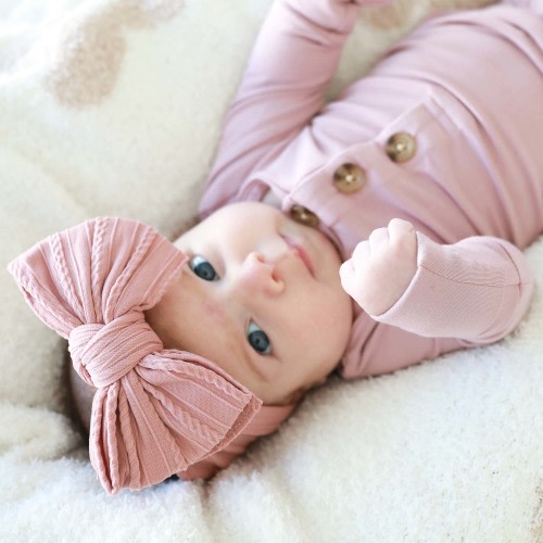 Large Soft Cable Knit Bow