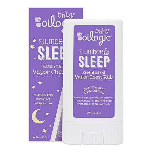Oilogic Relaxing Vapor Chest Rub Stick, Slumber & Sleep - Relaxing Essential Oils & Moisturizing with Lavender & Chamomile Oil for Babies & Toddlers - Calming Baby Oil is Petroleum & Menthol Free