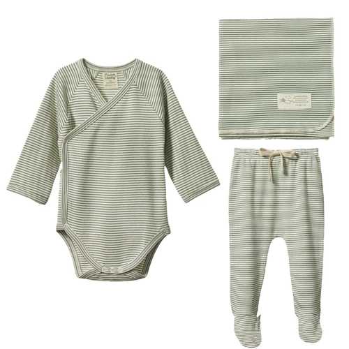 Nettle Green Stripe Baby Set – Manymoons