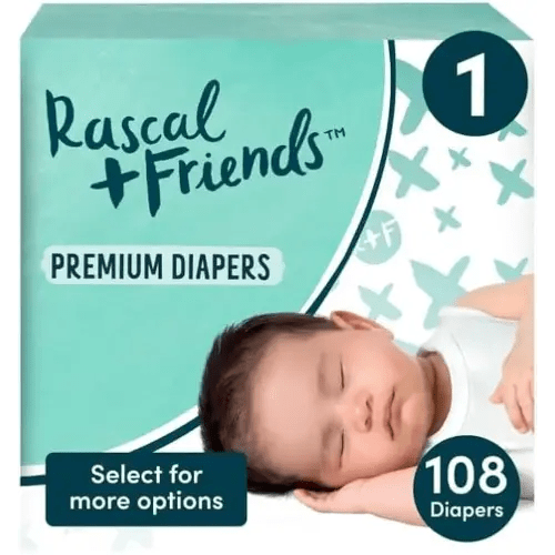 Rascal + Friends Premium Diapers, Size 1, 108 Count