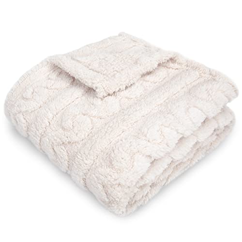 HOMRITAR Baby Blankets for Boys or Girls 3D Fluffy Fuzzy Blanket for Baby, Soft Warm Cozy Flannel Fleece Warm Infant or Newborn Receiving Blanket 330GSM (30 x 40 Inch, Cream)