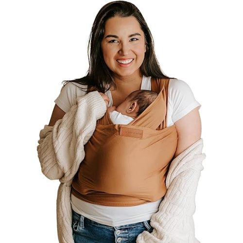 Tuck and Bundle Baby Wrap Carrier for Newborns, Infant Carrier for Babywearing, 8-35 lb Lightweight Soft Tencel Modal Baby Wraps, Baby Essentials, Best for Baby Shower, 0-18 Months Old - Sandstone
