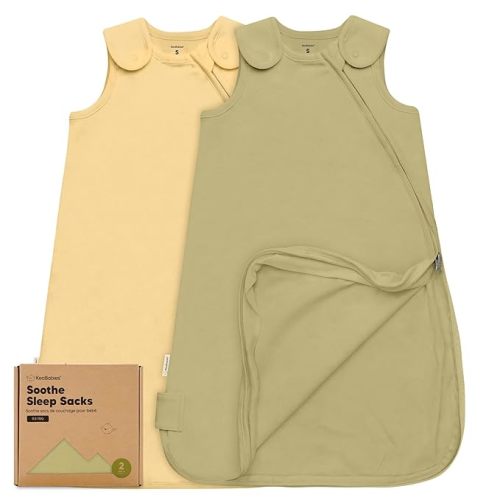 2-Pack Organic Baby Sleep Sacks, 100% Cotton - Soft & Breathable 0.5TOG Baby Wearable Blanket, Toddler Sleeping Sack 0-6 months,Easy to Wear Transitional Swaddles for Newborns,Infants(Avocado, S)