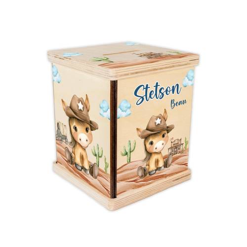 Cowboy Piggy Bank, Western Nursery, Baby Boy Gift, Personalized Piggy Bank, Toddler Room Gift, Cowboy Custom Coin Bank, Baby Shower D13