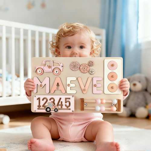 Wooden Name Puzzle, Montessori Busy Board, Baby Shower Gift