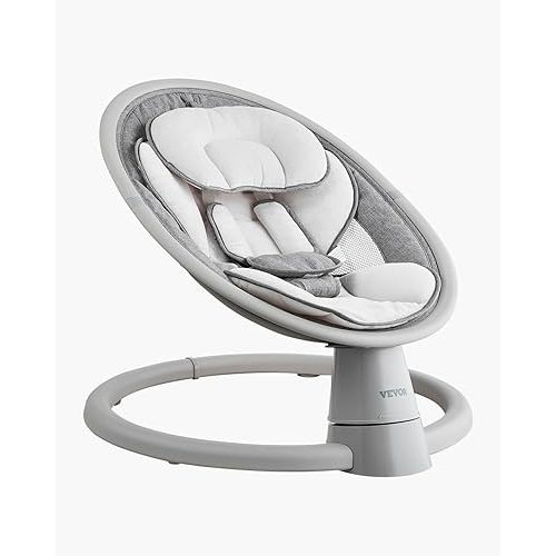 VEVOR Baby Swing, 5-Speed Baby Rocker Swing, Portable Infant Swing with Remote Control, Touch Panel, Bluetooth Music, 10 Preset Lullabies & 5-Point Safety Harness for 0-9 Month Boys Girls Up to 20lbs