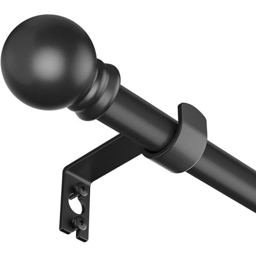 Curtain Rods for window 32 to 62, Black 5/8 inch Splicing Curtain Rods, Single Window Curtain Rod Set with Brackets, Decorative Blackout Metal Curtain Rods