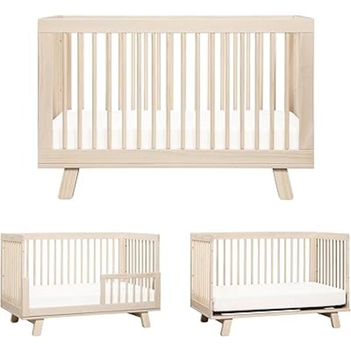Babyletto Hudson 3-in-1 Convertible Baby Crib - GREENGUARD Gold Certified - Convertible Crib to Toddler Bed and Daybed - Baby Bed with 4 Adjustable Heights - Wooden Crib - Washed Natural