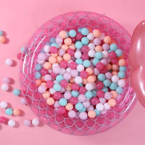 GOGOSO 100 Ball Pit Balls - Pink Soft Plastic Balls Phthalate Free BPA Free Play Balls for Ball Pool Birhtday Party Girls Kids with Storage Bag, 2.15inches - 100 Pcs Multicolored - 100 balls