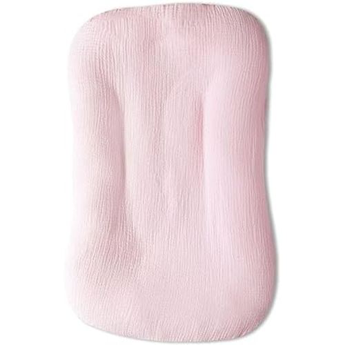 Hooyax Muslin Baby Lounger Cover Soft Organic Cotton Slipcover Fits Newborn Lounger for Baby Boys and Girls (Pink)