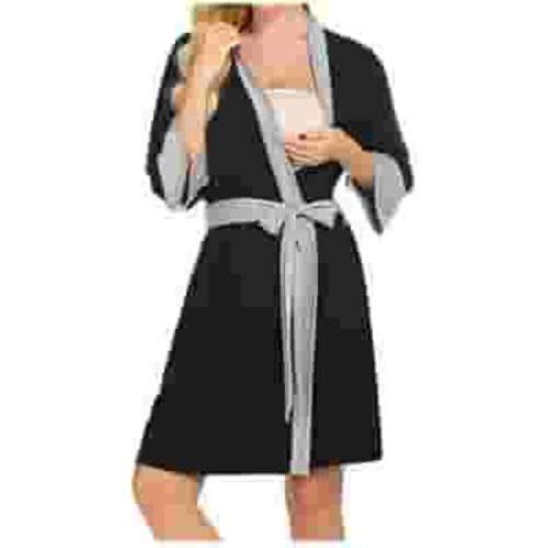YABCSAZ Womens Maternity Nursing Robes 3/4 Sleeve V Neck Solid Color Block Pregnancy Tops Hospital Breastfeeding Bathrobes Casual Loose Labor Delivery Nightgowns Postpartum Home Nursing Clothes