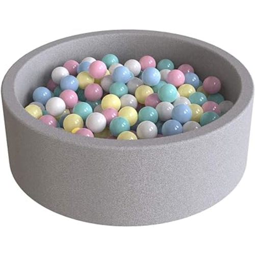 Wonder Space Deluxe Kids Round Ball Pit, Premium Handmade Kiddie Balls Pool, Soft Indoor Outdoor Nursery Baby Playpen, Ideal Gift Play Toy for Children Toddler Infant Boys and Girls (Light Grey)