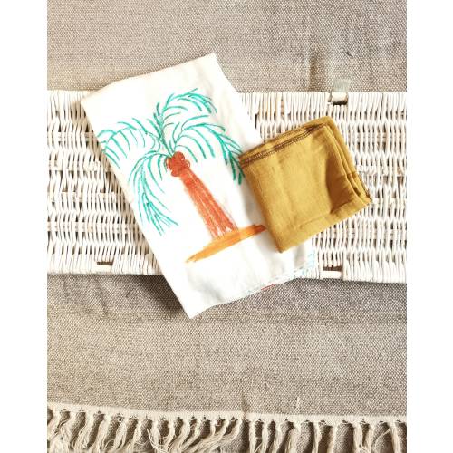 Swaddle Blanket - Bamboo / Cotton Muslin - Mediterranean - Baby Wrap - Gender Neutral - Beach - Nature - Baby Gift - Baby Shower - Unisex