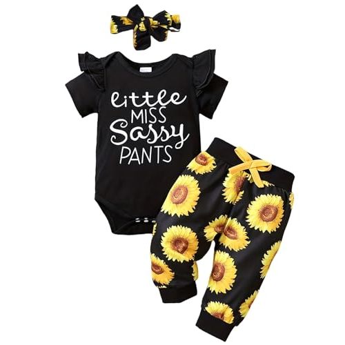 Yvowming Newborn Baby Girl Clothes Infant Ruffle Romper Pants Set Summer Outfits Cute Baby Clothes for Girls