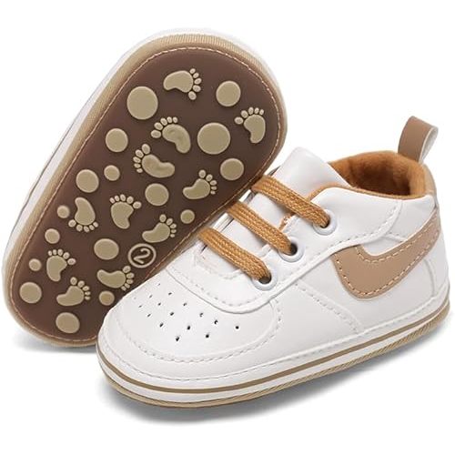 Clowora Unsex Baby Shoes Boys Girls Infant Sneakers Non-Slip Soft Rubber Sole Toddler Crib First Walker Lightweight Shoes