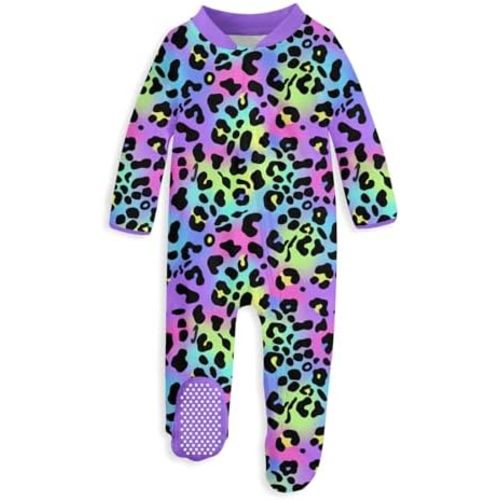 uideazone Baby Girls Footed Pajamas Zip-Front One-Piece Sleeper Non-Slip Footie Cute Pattern Jumpsuit PJs 0-12 Month