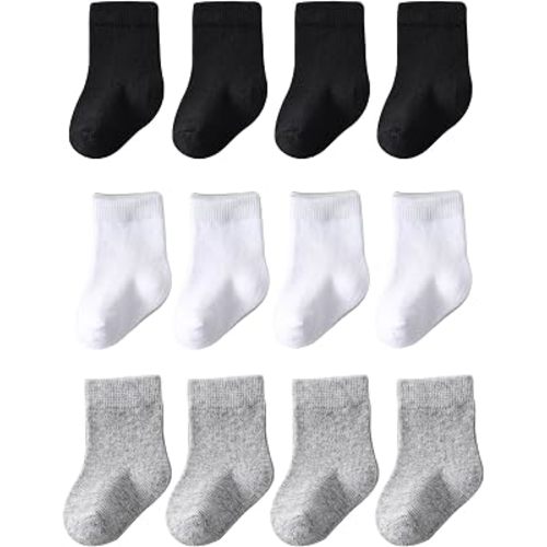 Marchare Baby Crew Socks Baby Cotton Socks 12-Pack Newborn Baby Sock 0-3/3-6 Months for Infant Baby Boys Girls