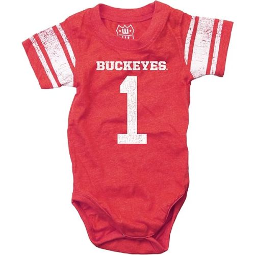 6 months, Wes and Willy Infant College Football Jersey One Piece Bodysuit
