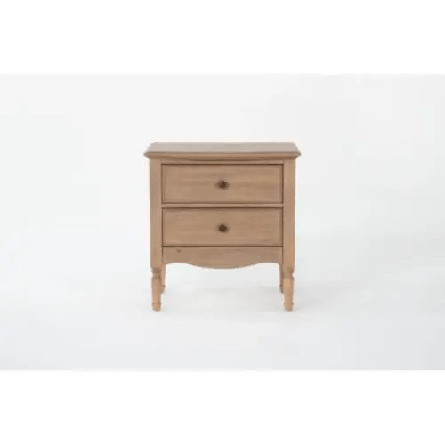 Deliah II Tall Natural Wood 3-Drawer Nightstand With Usb