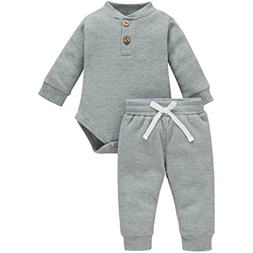 Ledy Champswiin Winter Newborn Baby Boy Girl Clothes Set Ribbed Outfits Unisex Infant Solid Long Sleeve Tops Pants 2PCS