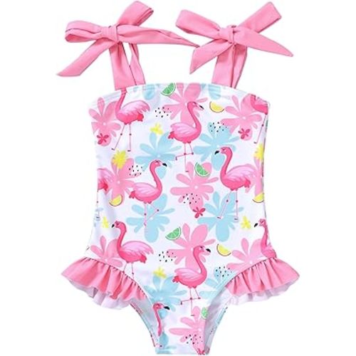 YOUNGER TREE Toddler Swimsuit Girl Color Block Stripe One-Piece Swimwear Baby Girl Bathing Suits