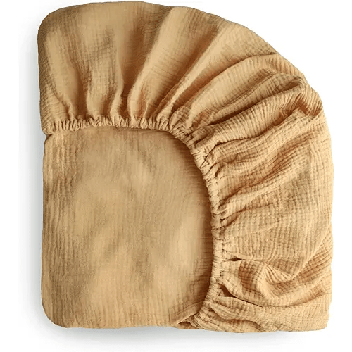 mushie Extra Soft Muslin Fitted Crib Sheet | 28"x 52" (Fall Yellow)