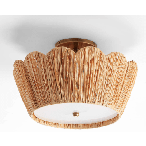 Greta Scalloped Raffia 18" Flush Mount Light