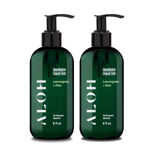 ALŌH Sanitizing Hand Gel | 8oz Size Bottle - Lemongrass + Aloe (2 Pack)