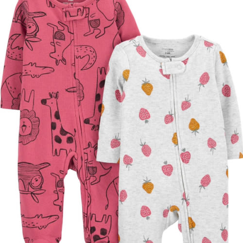 Simple Joys by Carter's baby-girls 2-way Zip Thermal Footed Sleep and Play, Pack of 2