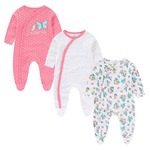 Ecojoy Baby Girls Boys Long Sleeve Printed Bodysuit Infant Foot Jumper Cotton One-Piece Romper 0-12 Months