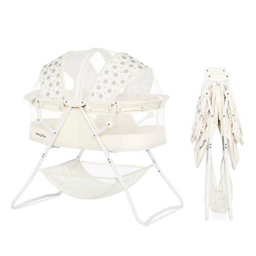 Free Shipping! Dream On Me Karley Bassinet in French White, Quick Fold and Easy to Carry, Large Storage Basket