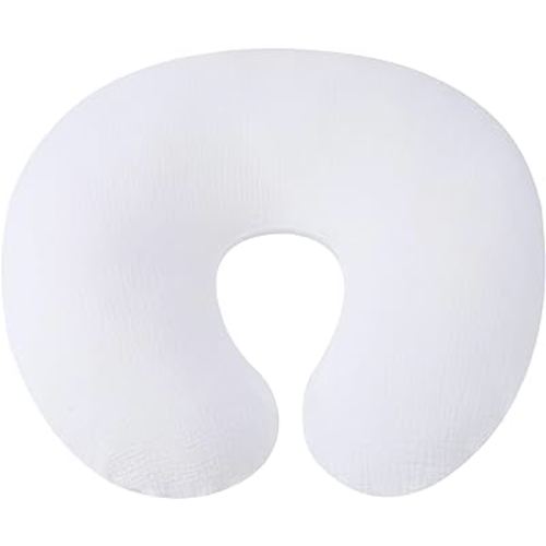 Muslin Nursing Pillow Cover Soft 100% Cotton Feeding Pillow Slipcover Fits Standard Infant Nursing Pillow for Boy and Girl, White