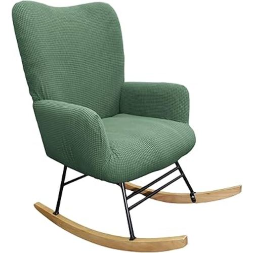 CRFATOP Jacquard 1 PC Nursery Rocking Chair Recliner Covers Upholstered Glider Rocker Banquet Armchair Slipcover Stretch Accent Chairs Furniture Protector for Living Room Bedroom Offices,Green