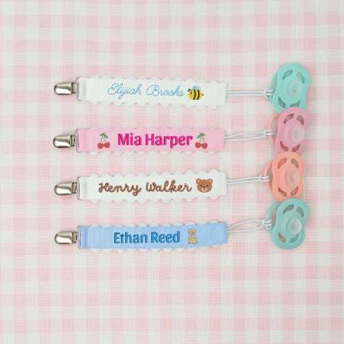 Personalized Baby Pacifier Clip – Custom Name Paci Holder with Cute Icons, Pacifier Holder, Baby Shower Gifts, Newborn Gifts, Baby Shower