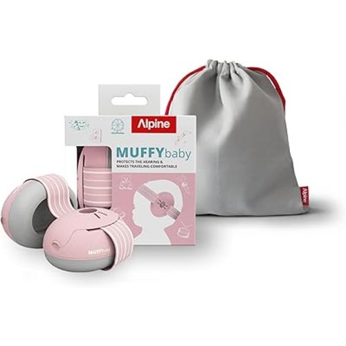 Alpine Muffy Baby Ear Protection for Babies and Toddlers up to 36 Months - CE & ANSI Certified - Noise Reduction Earmuffs - Comfortable Baby Headphones Against Hearing Damage & Improves Sleep - Blush