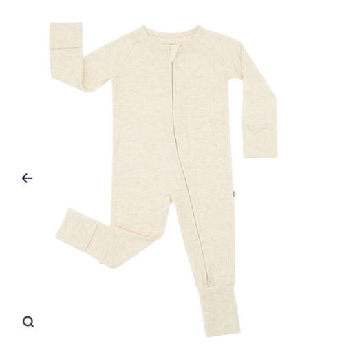 Heather Oatmeal Ribbed Zippy - Little Sleepies