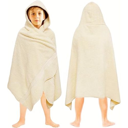 ORIGINAL KIDS Hooded Bath Towel Wrap - Ultra Soft 100% Cotton Terry Large Oversized Hooded Kids Towel - Toddler Big Kid Shower Pool Beach Towel - Absorbent Quick Dry Easy Care Gift - 30 x 54 - Ivory