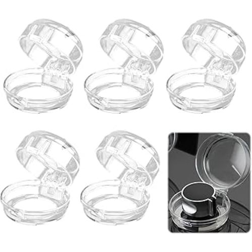 5 Pack Gas Stove Knob Covers for Child Safety, Stove Knob Safety Covers 2.4 Inner Diameter Durable and Heat Resistant Oven Knob Covers for Baby Proofing Electric or Gas Stoves (Clear)