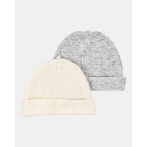 Baby 2-Pack Caps - Grey/Ivory - Carter's | Carter's