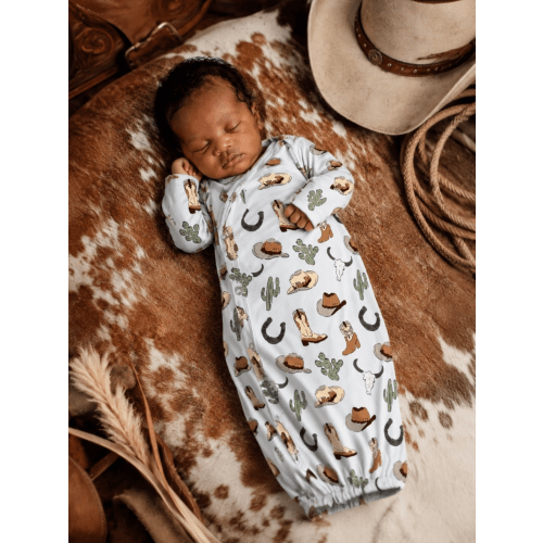 Western Cowboy Country Bamboo Baby Newborn Gown | Soft & Breathable – SpearmintLOVE
