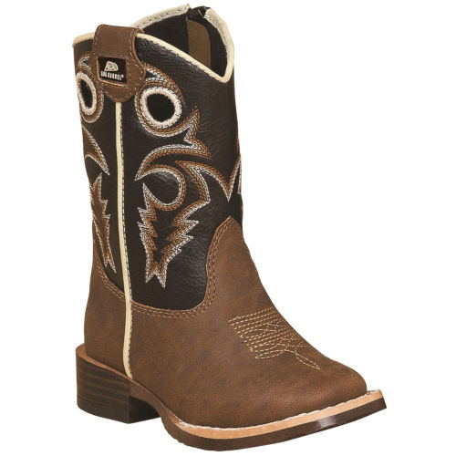 Double Barrel Toddler Boys' Brown Trace Zipper Western Boots - Square Toe | Boot Barn