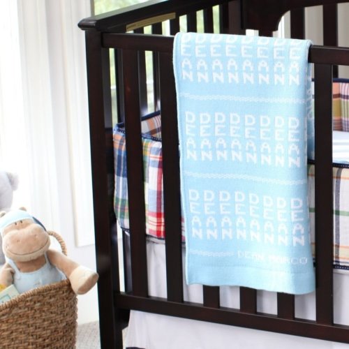 Light Blue and White - Custom Name Baby Blanket — The Blanket Lady