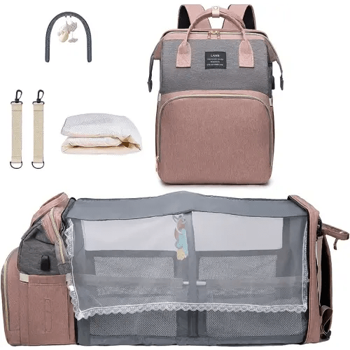 Diaper Bag with Changing Station,Diaper Bag Backpack,Girl Boy Diaper Bag,Large Capacity,900d Excellent Oxford(Ungrade Pink Grey)