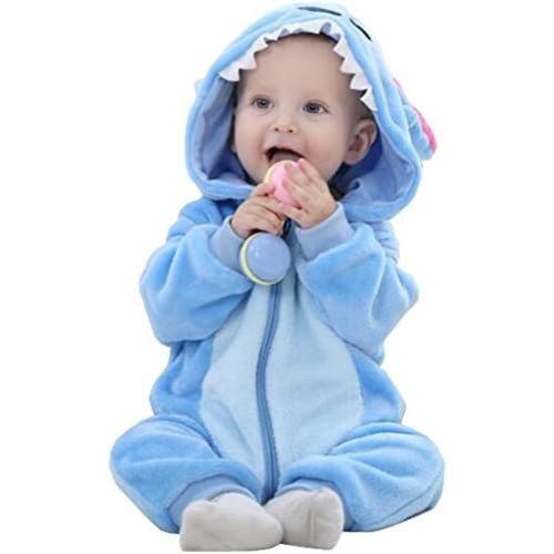 Unisex Baby Flannel Romper Animal Onesie Pajamas Costume Hooded Cartoon Outfit Suit