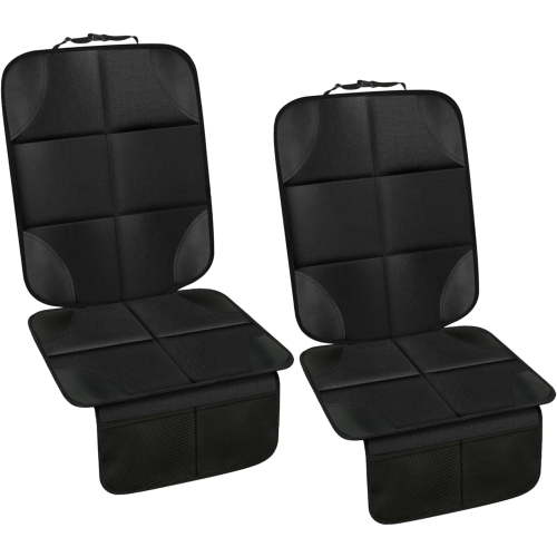 PandaEar 2 Pack Car Seat Protector for Child, Baby Waterproof Car Seat Cover with Non-Slip Insert, 600D Fabric CarSeat Mat with Thickest Padding & Mesh Pockets