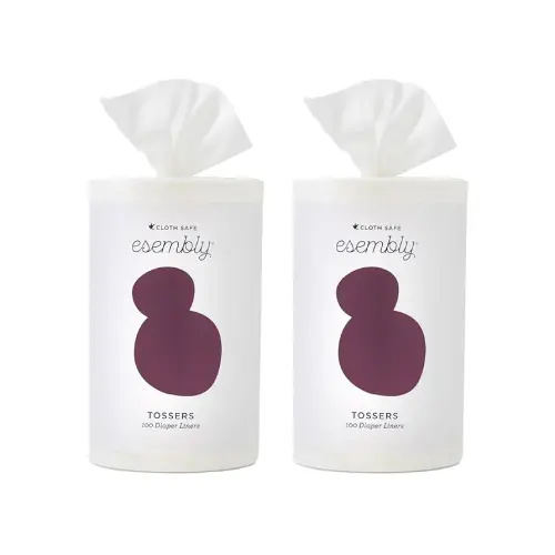 Esembly Tossers – Disposable Bamboo from Viscose Diaper Liners for Cloth Diapers – Earth-Friendly, Fragrance-Free, Chlorine-Free – One Size, 200 Liners (2-Pack of 100-Liner Rolls)