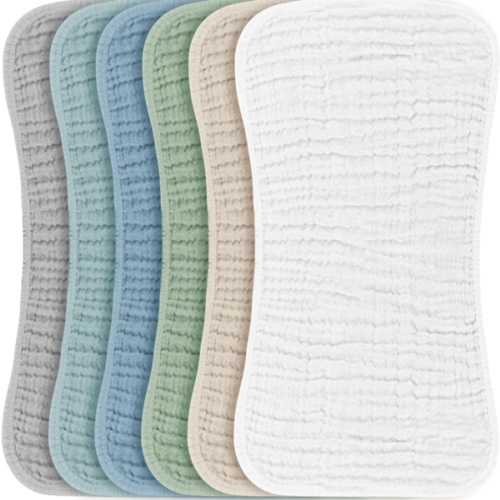 Konssy Muslin Baby Burp Cloths Sets for Unisex- 6 Pack Large 100% Cotton Burping Clothes for Newborn，Baby Girls and Boys